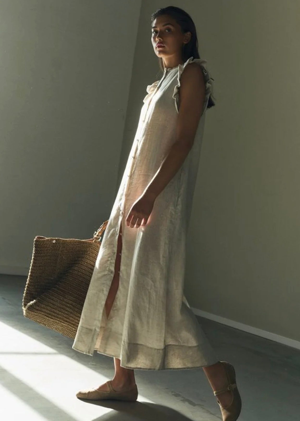 Pam Linen Dress Beige Melange