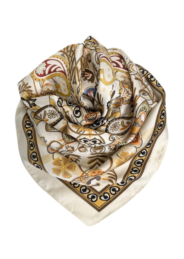 Noma Silke/Viskose skjerf - Creme/Bruntoner Multi