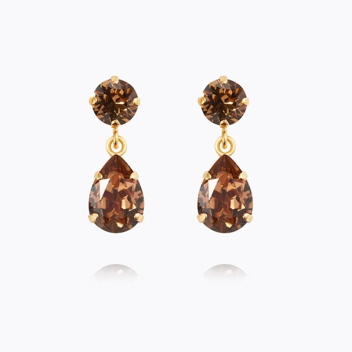 Mini Drop Earrings Gold ReC Light Smoked Topaz