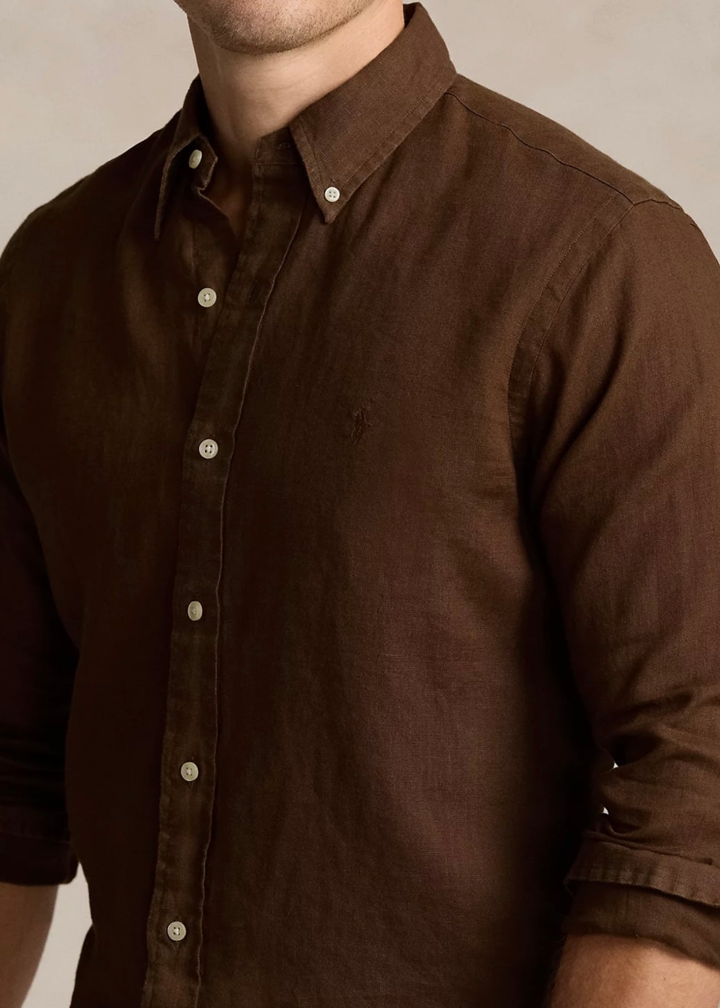 Polo Ralph Lauren Linen shirt slim fit - Chocolate Mousse