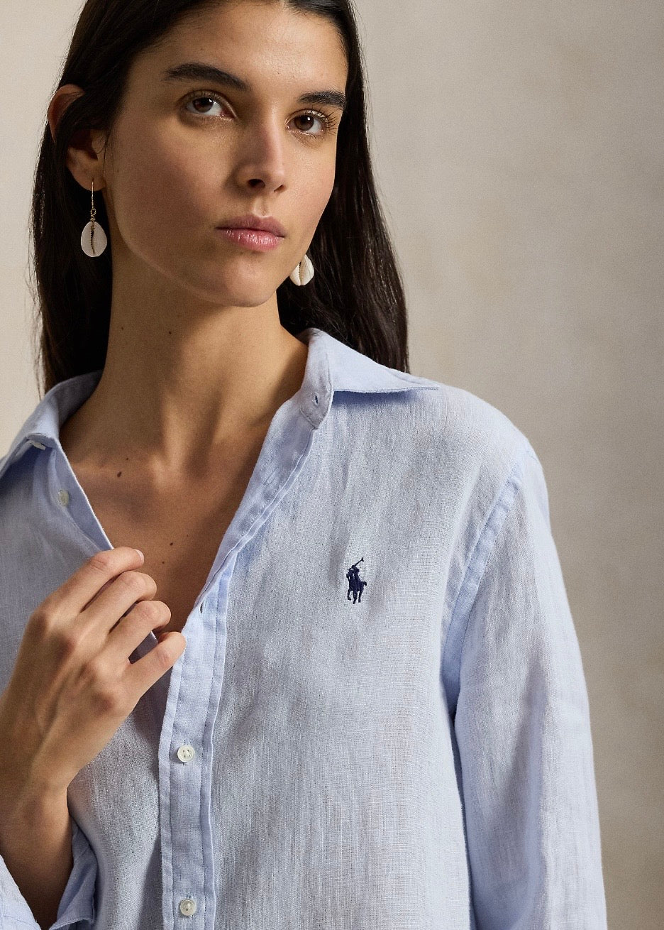 Classic Fit Linen Shirt Oxford Blue