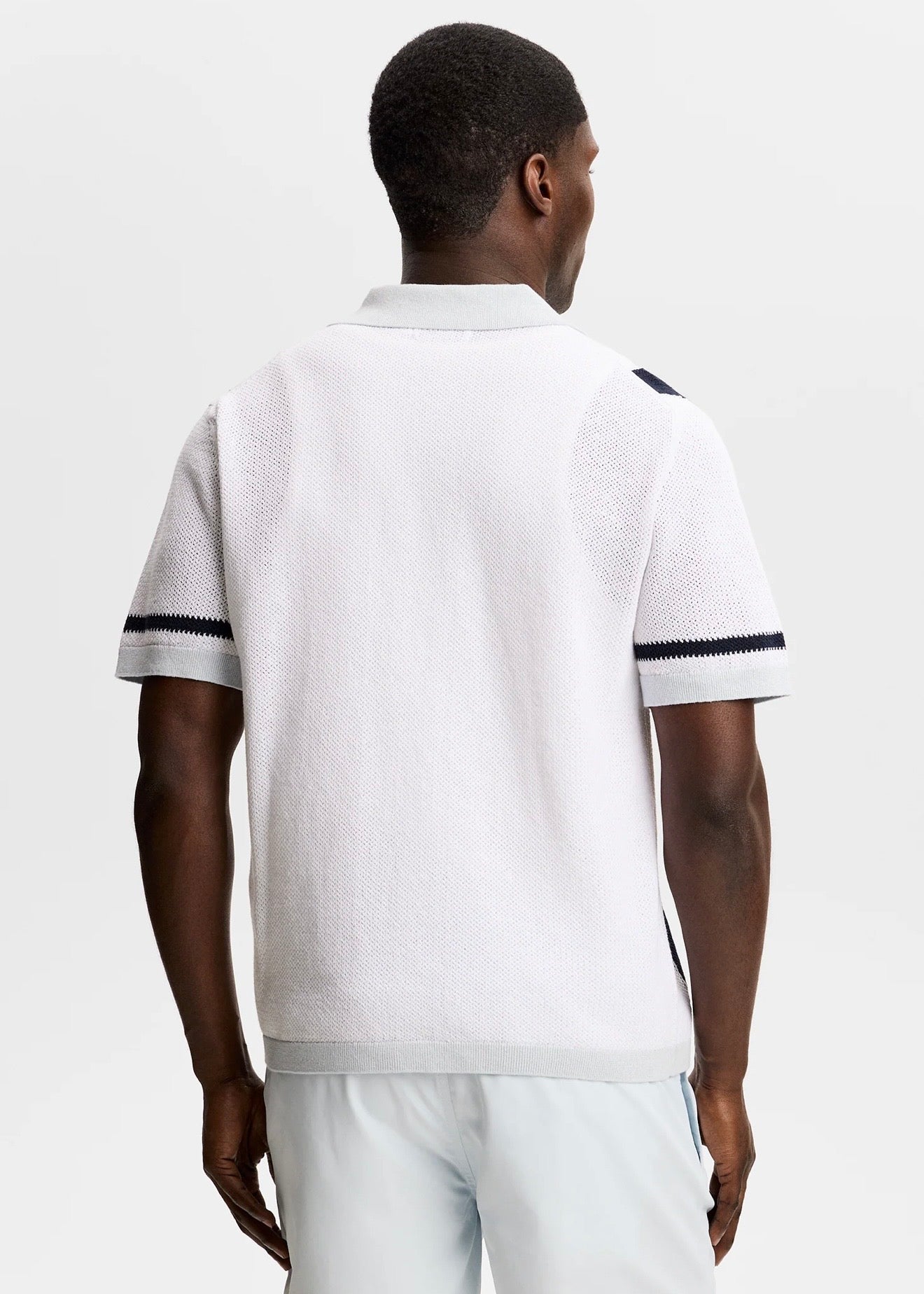 Remus Resort Collar Knit Polo Skywriting