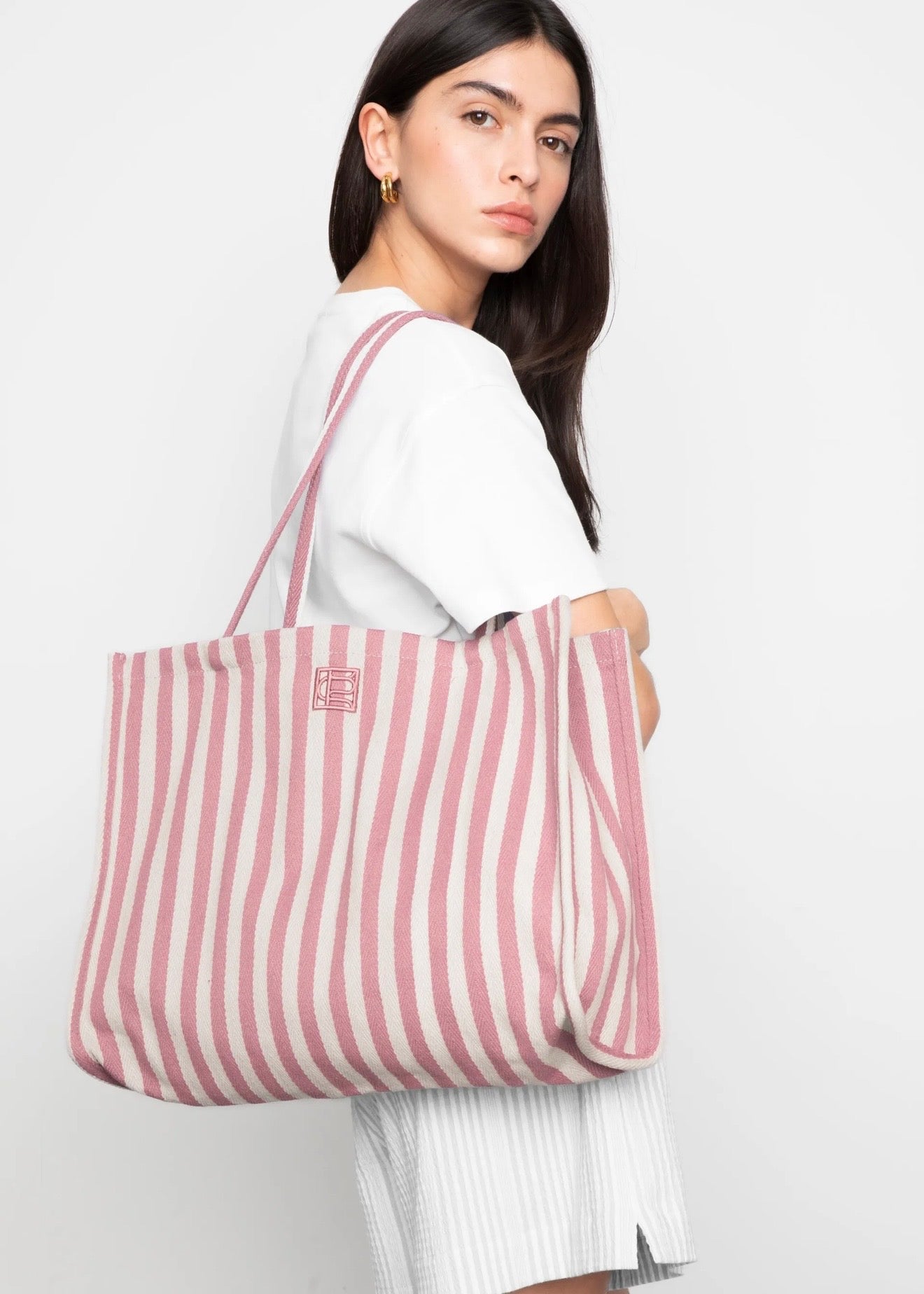 Ivy Tote Bag Light Pink Stripe
