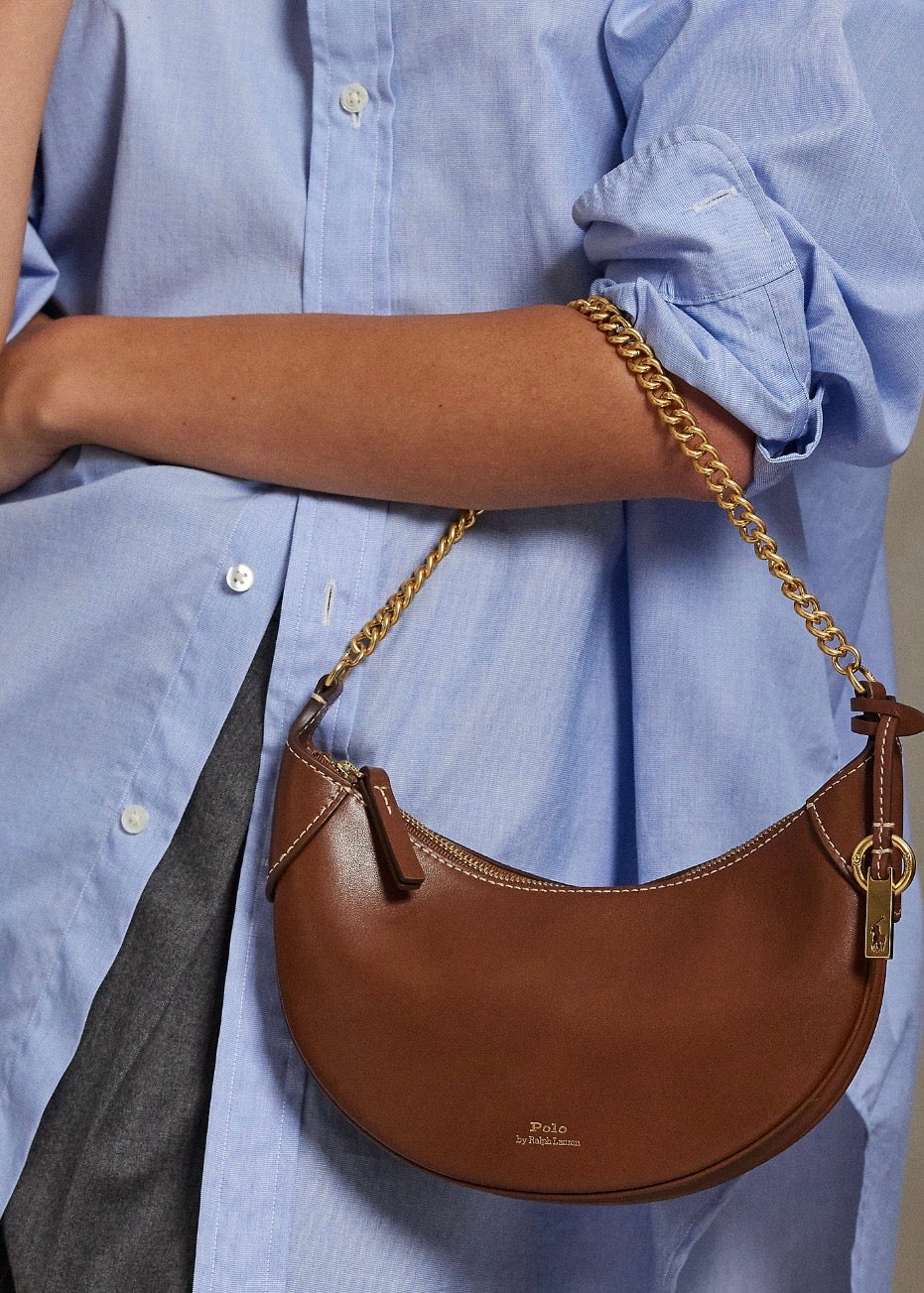 Polo ID Leather Mini Chain Bag Brown