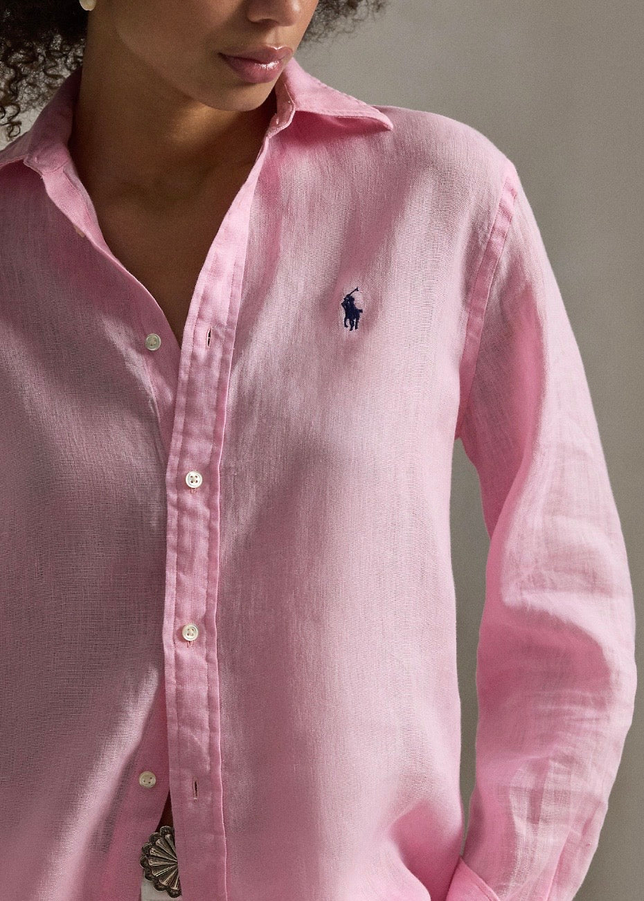 Classic Fit Linen Shirt Carmel Pink