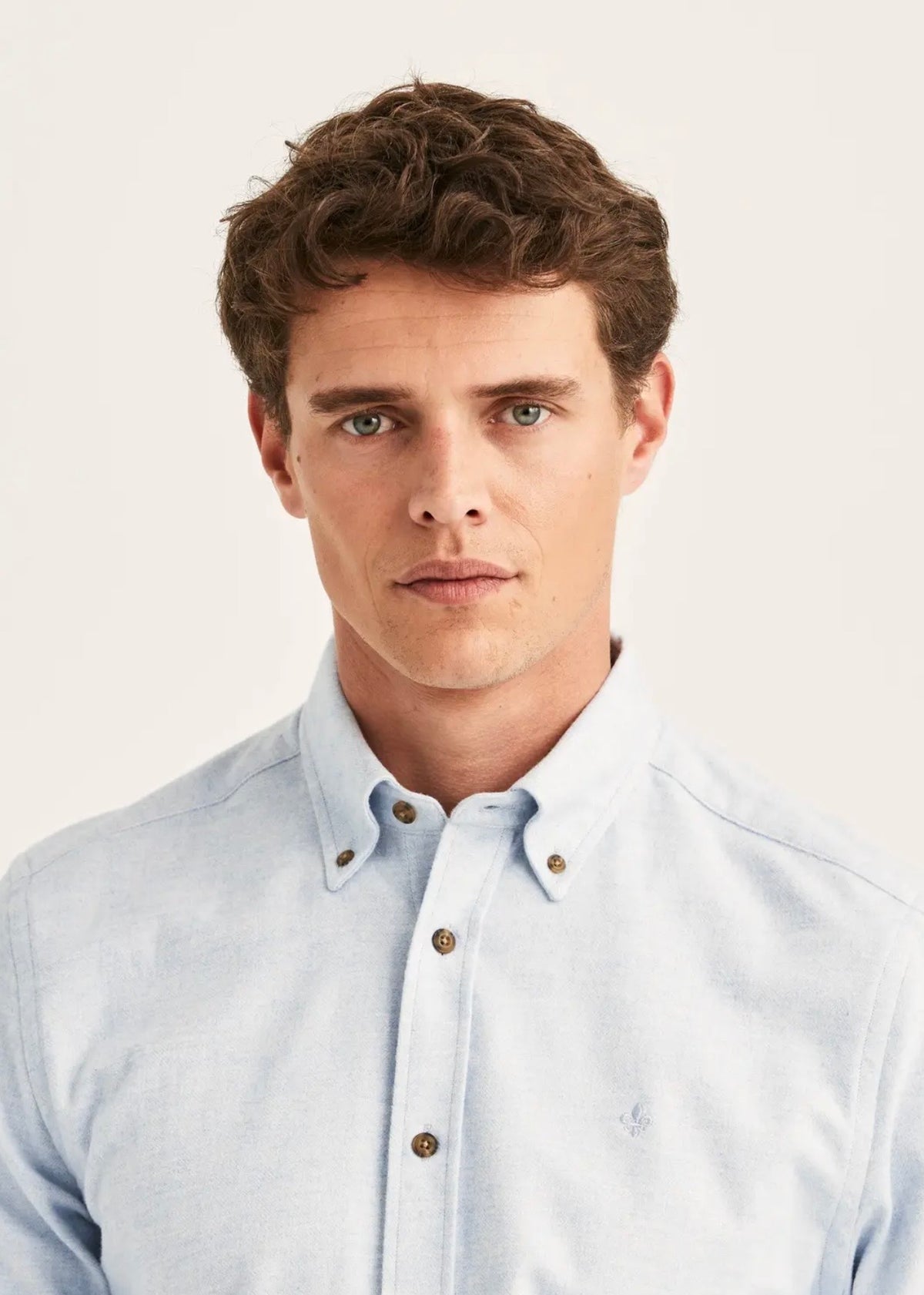 Flannel Herringbone Shirt Light Blue