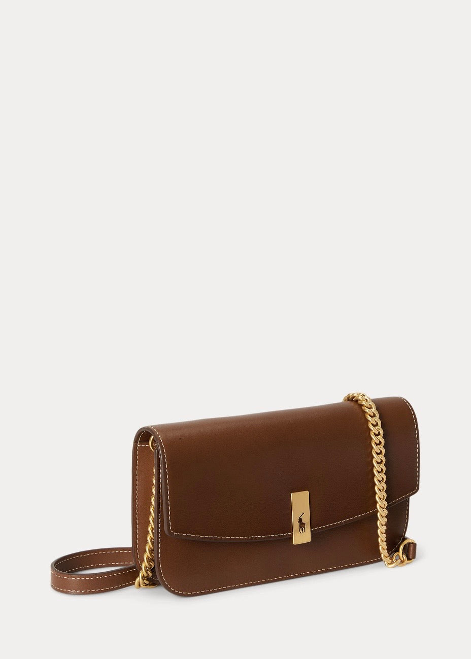 Polo ID Leather Chain Bag Brown