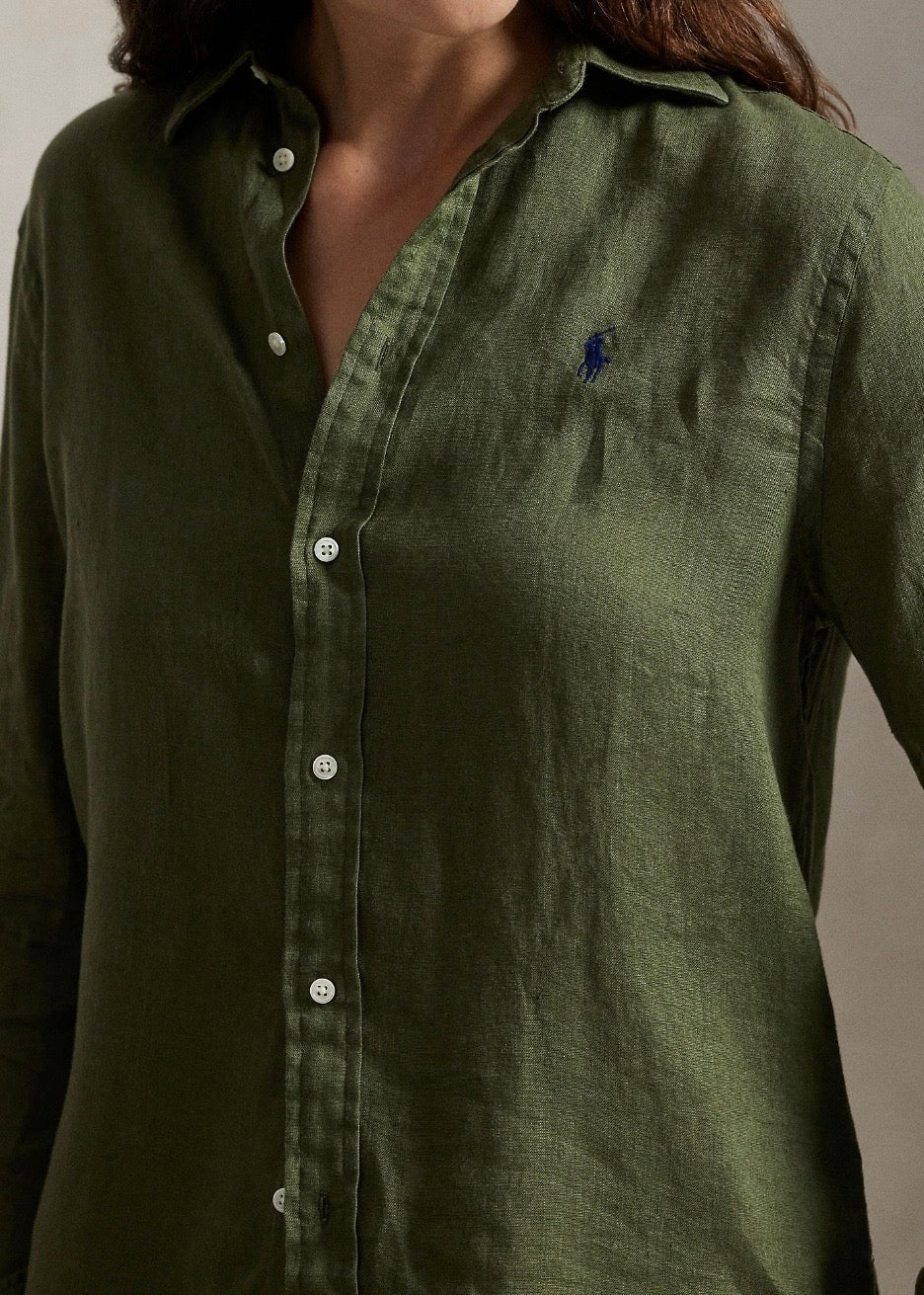 Classic Fit Linen Shirt Supply Olive