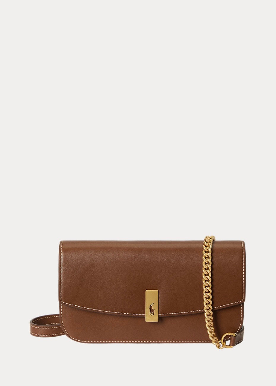 Polo ID Leather Chain Bag Brown