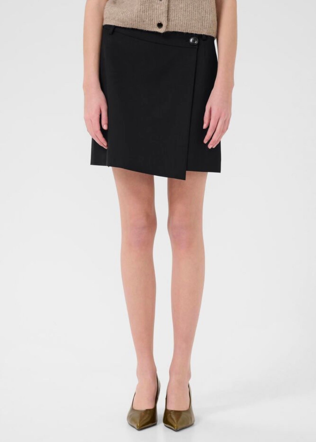 Paula Melange Wrap skirt Black