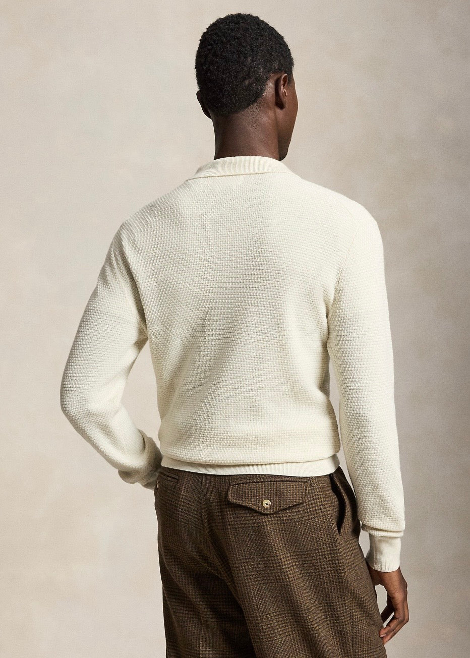 Wool Polo Collar Sweater Trifle Cream