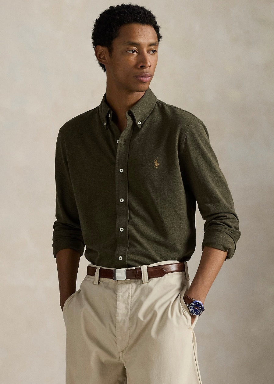 Ralph Lauren Featherweight Mesh shirt - Wilson Olive Heather