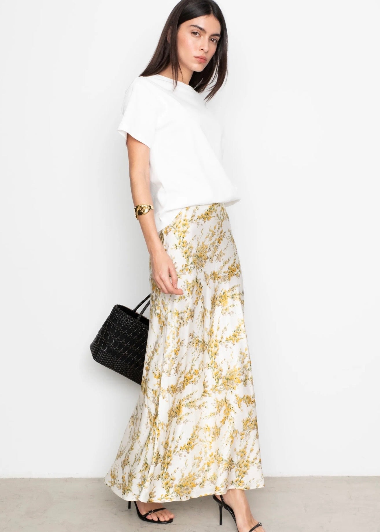 Lune Skirt Yellow Mimosa Print