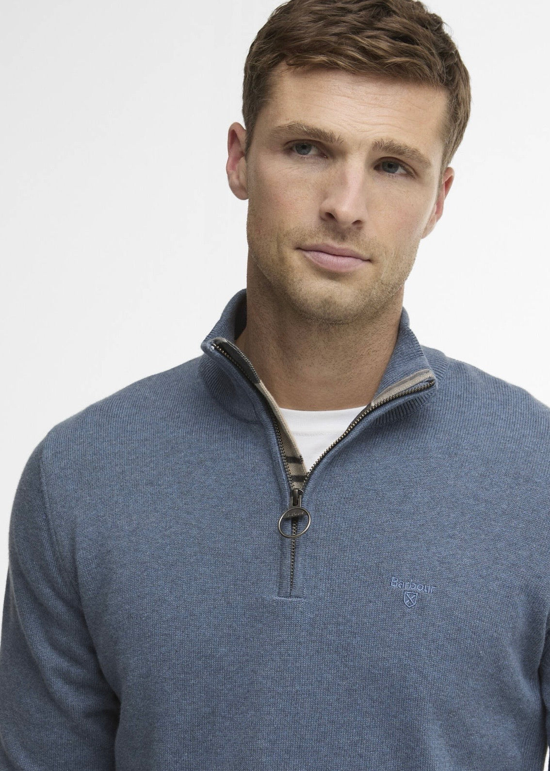 Cotton Half Zip Knitted Dusk Blue