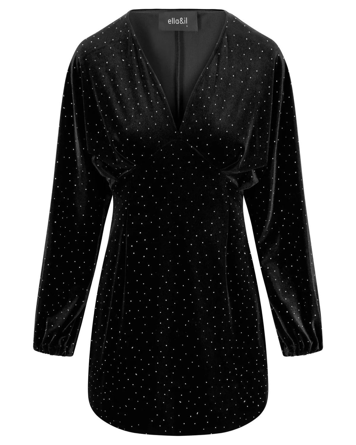 Philo Stud Velour Dress Black