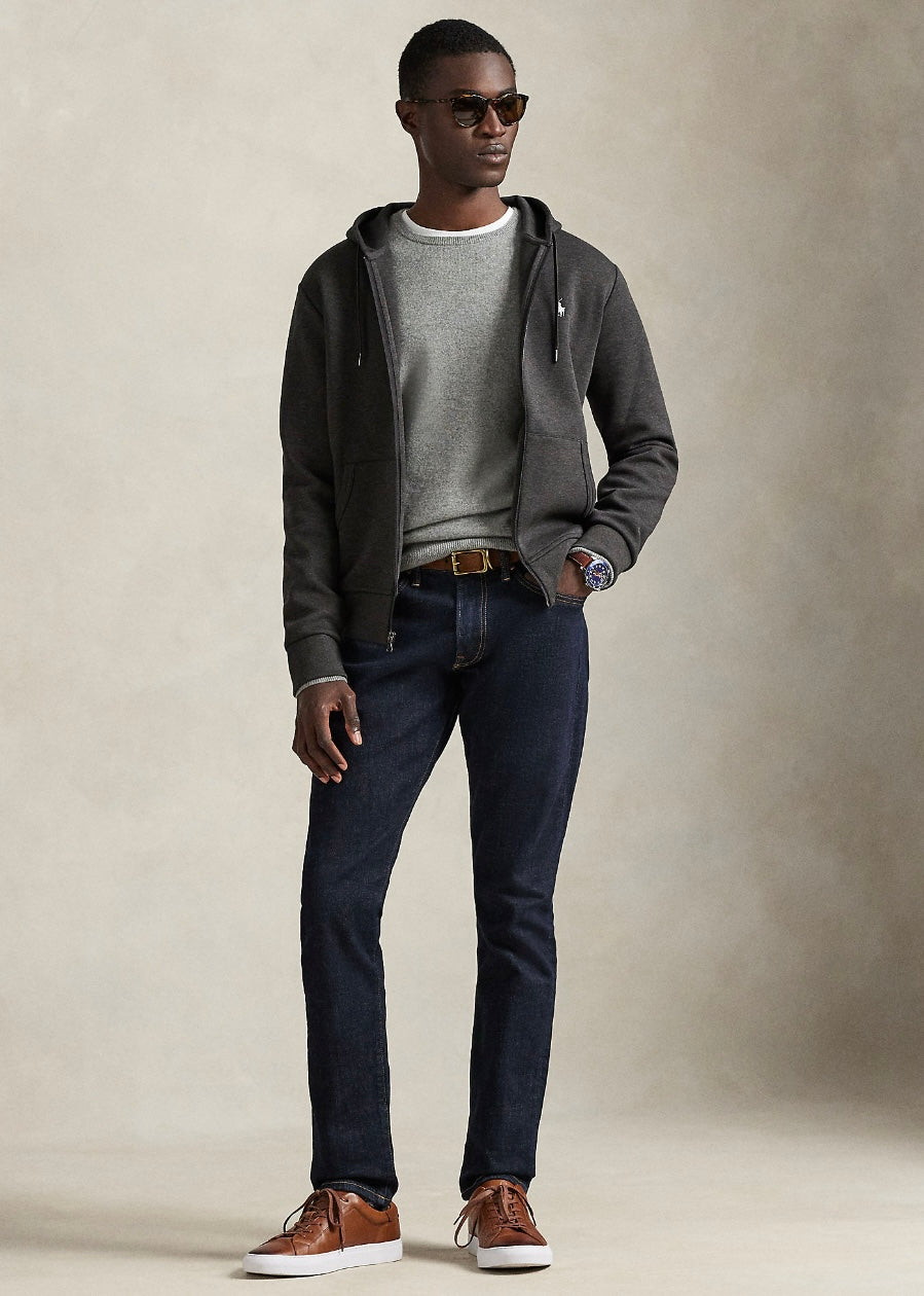 Double Knit Zip Hoodie Dark Charcoal