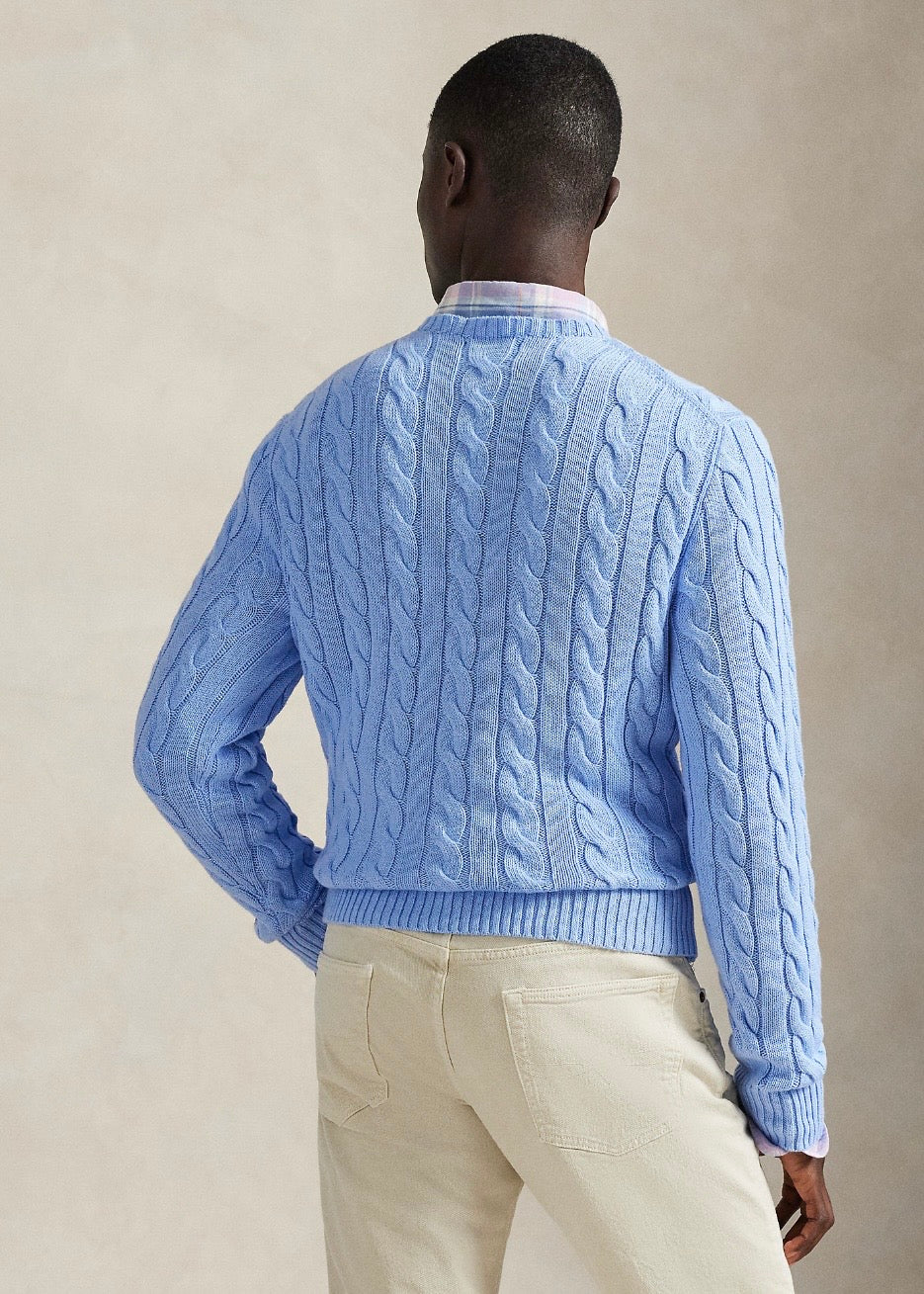 Cable Knit Cotton Sweater Austin Blue