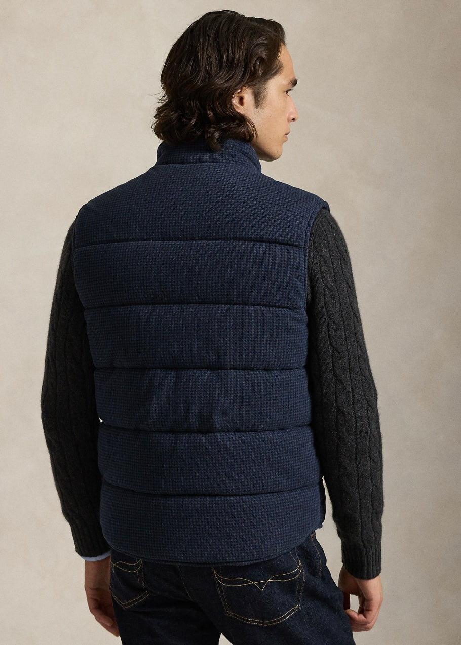 Houndstooth Print Rib Vest Winter Navy