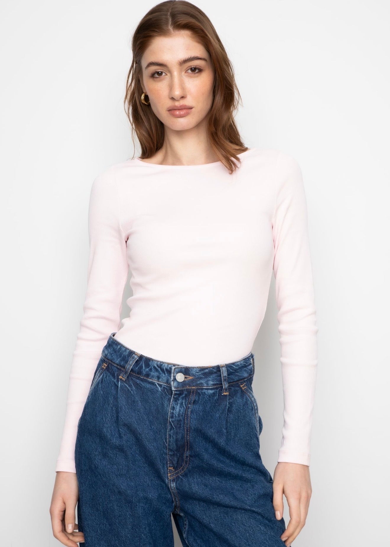 Petronella Rib Boatneck Light Pink