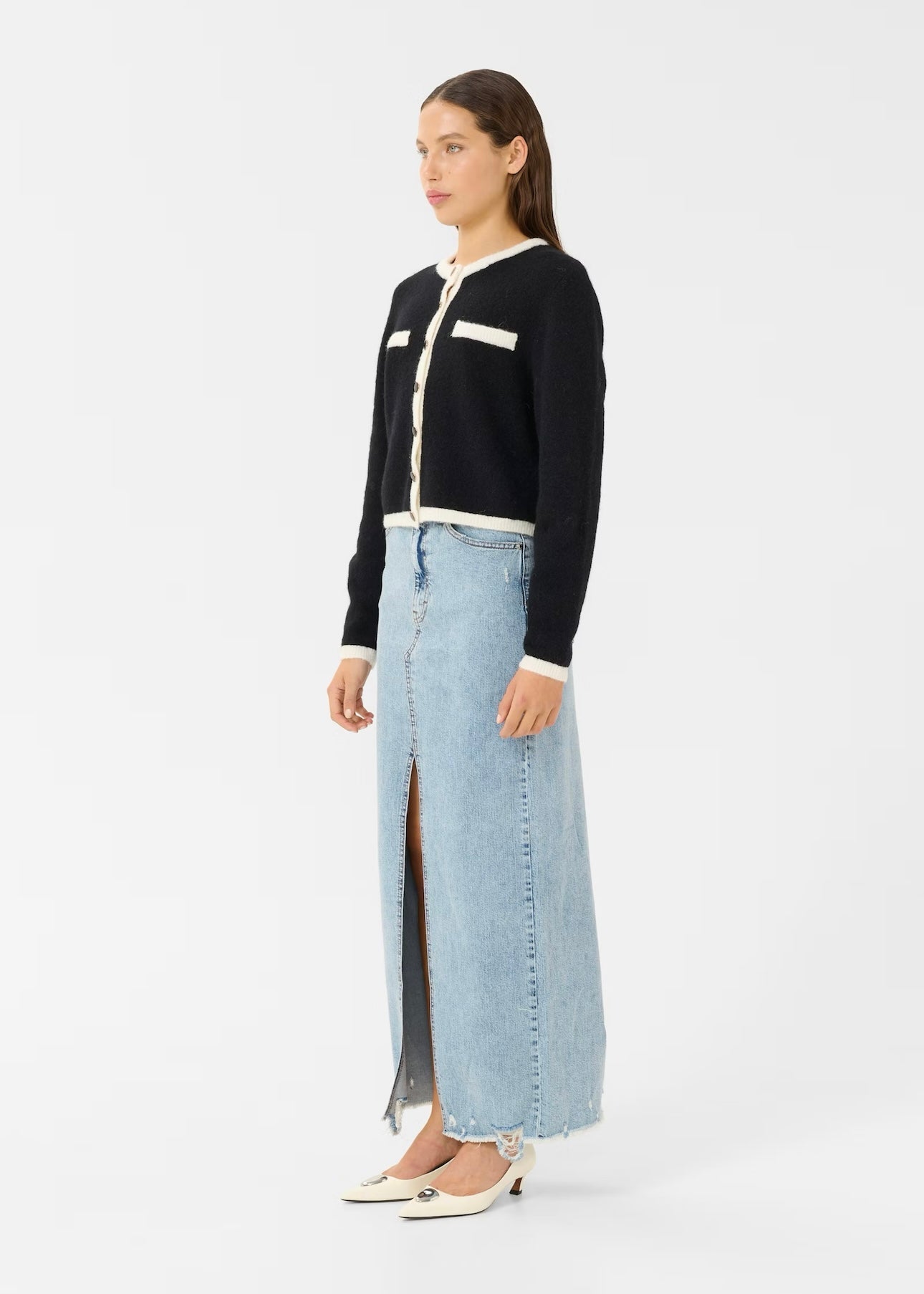 Gestuz Alpha Contrast cardigan - Black/Ivory