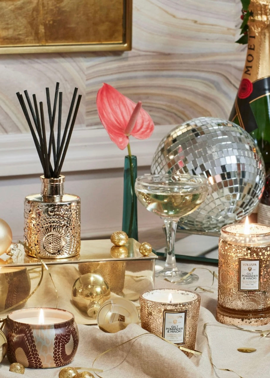 Mini Tin Gilt Pomander & Hinoki