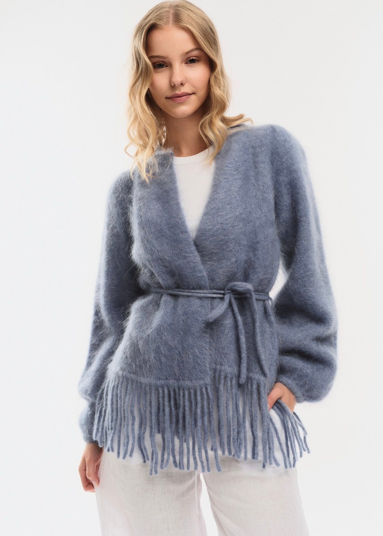 Fidele Chunky Cardigan Denim Blue