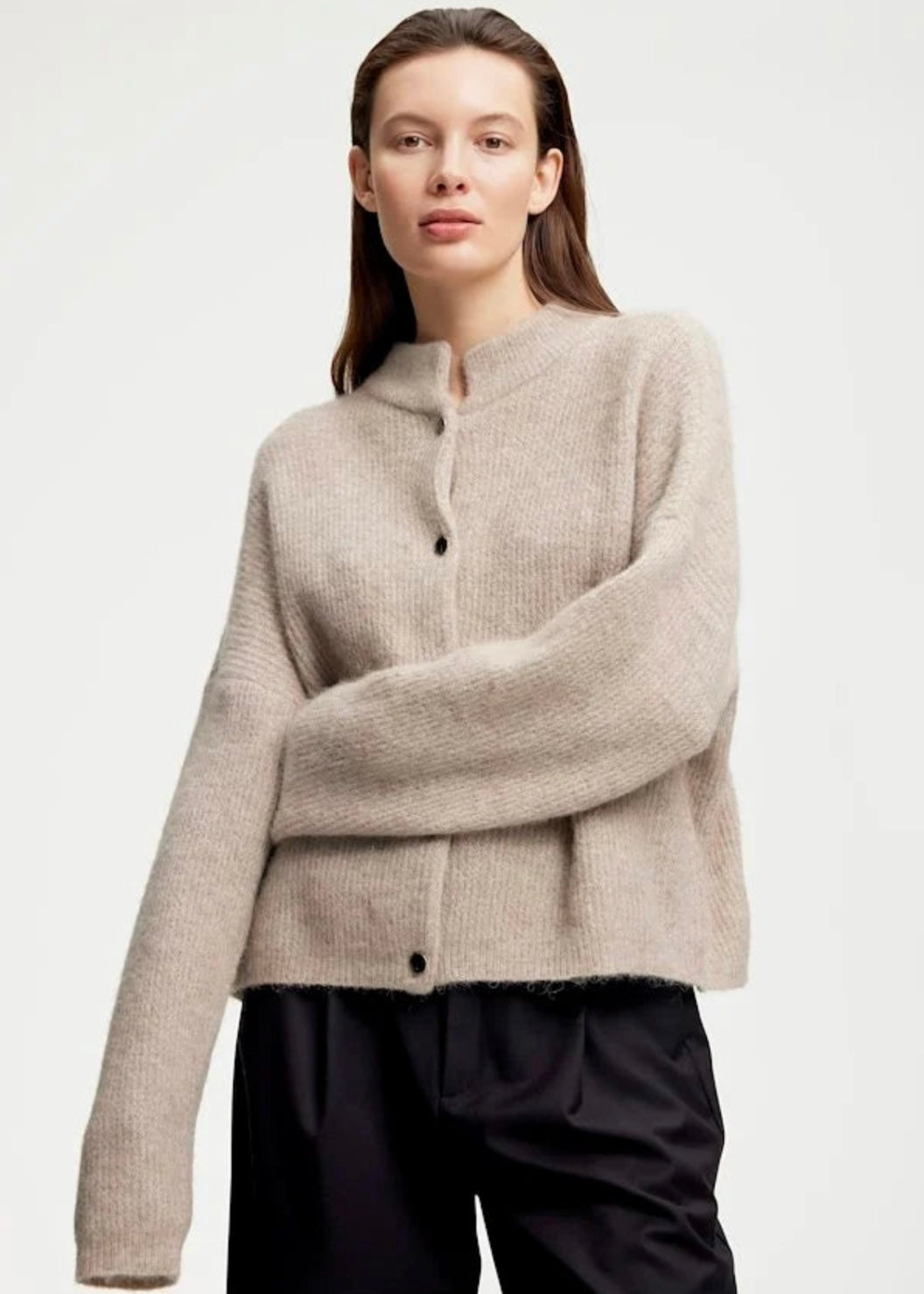 Alpha Short cardigan Warm Sand Melange