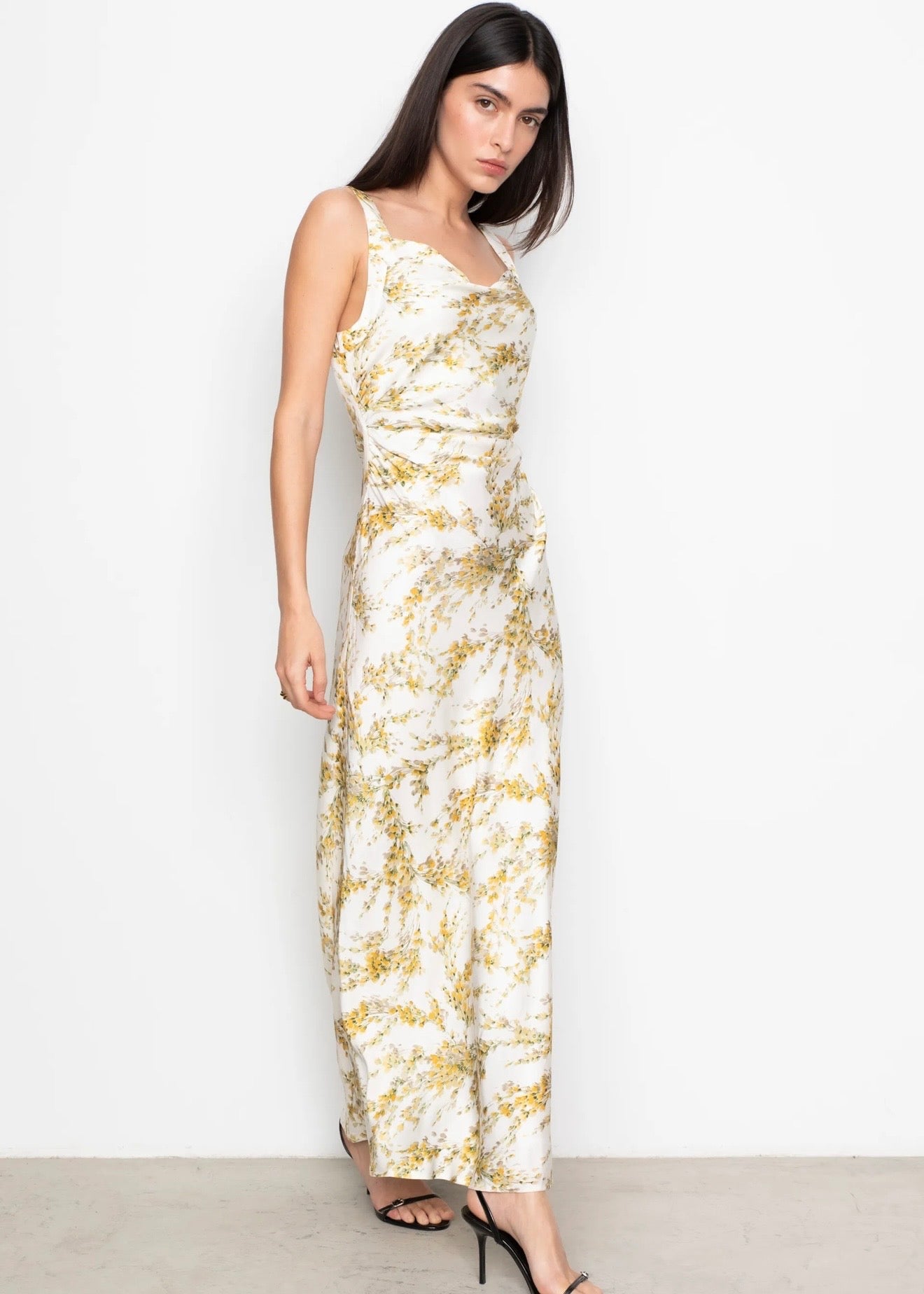 Anna Dress Yellow Mimosa Print