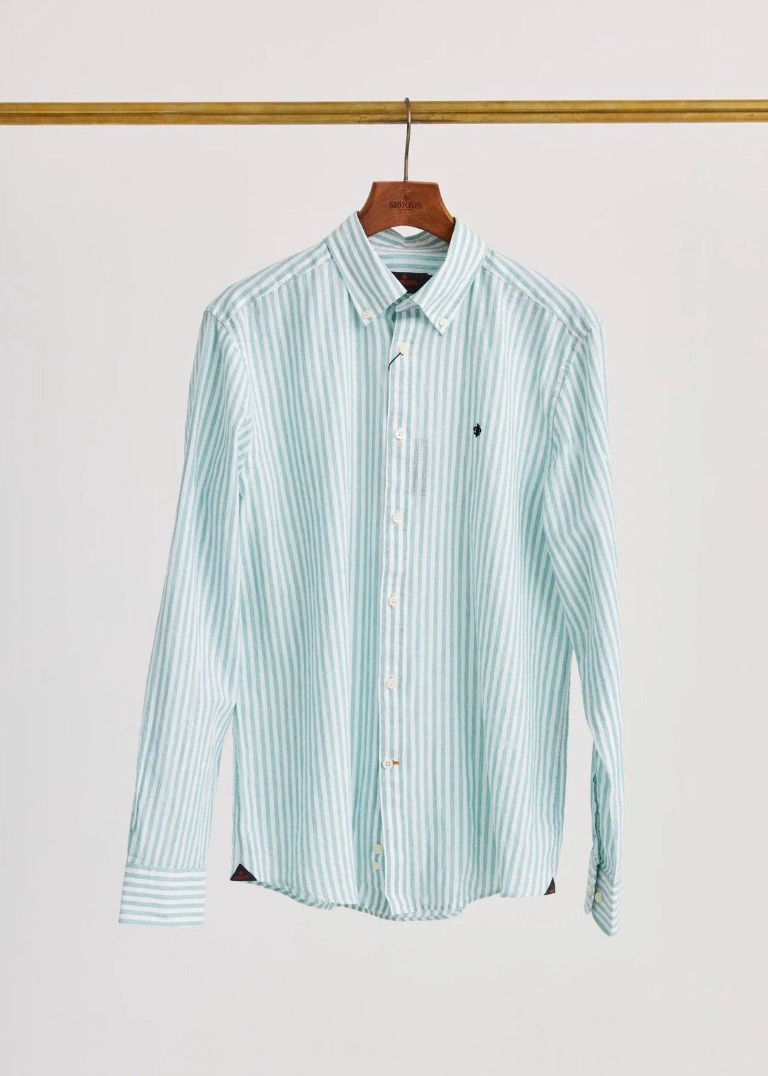 Douglas Linen Stripe Shirt Green
