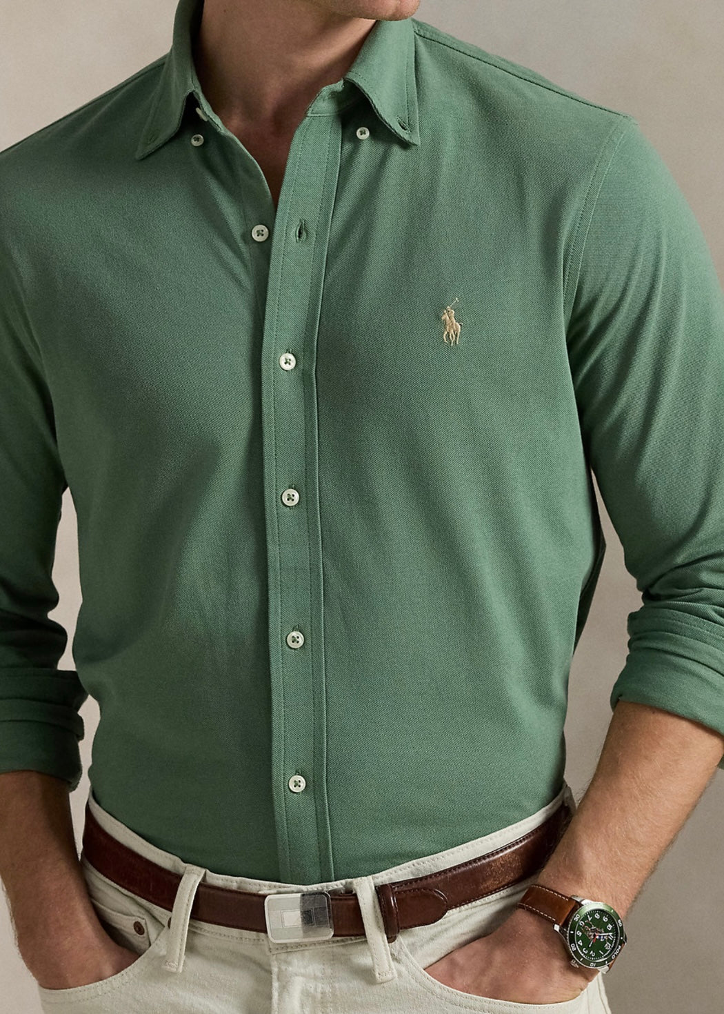 Ralph Lauren Featherweight Mesh shirt  - Fatigue