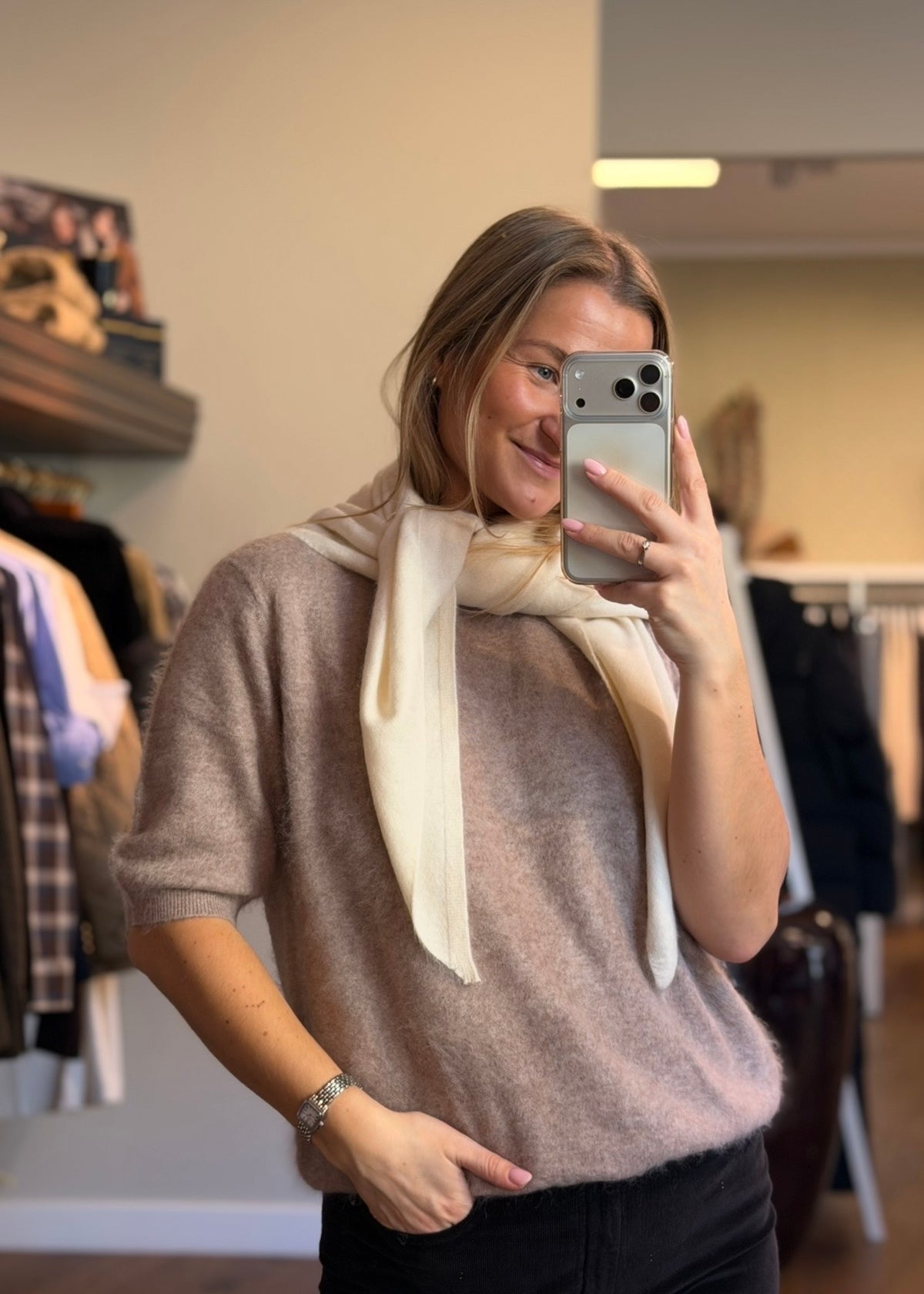 Brushed Cashmere Shawl Offwhite