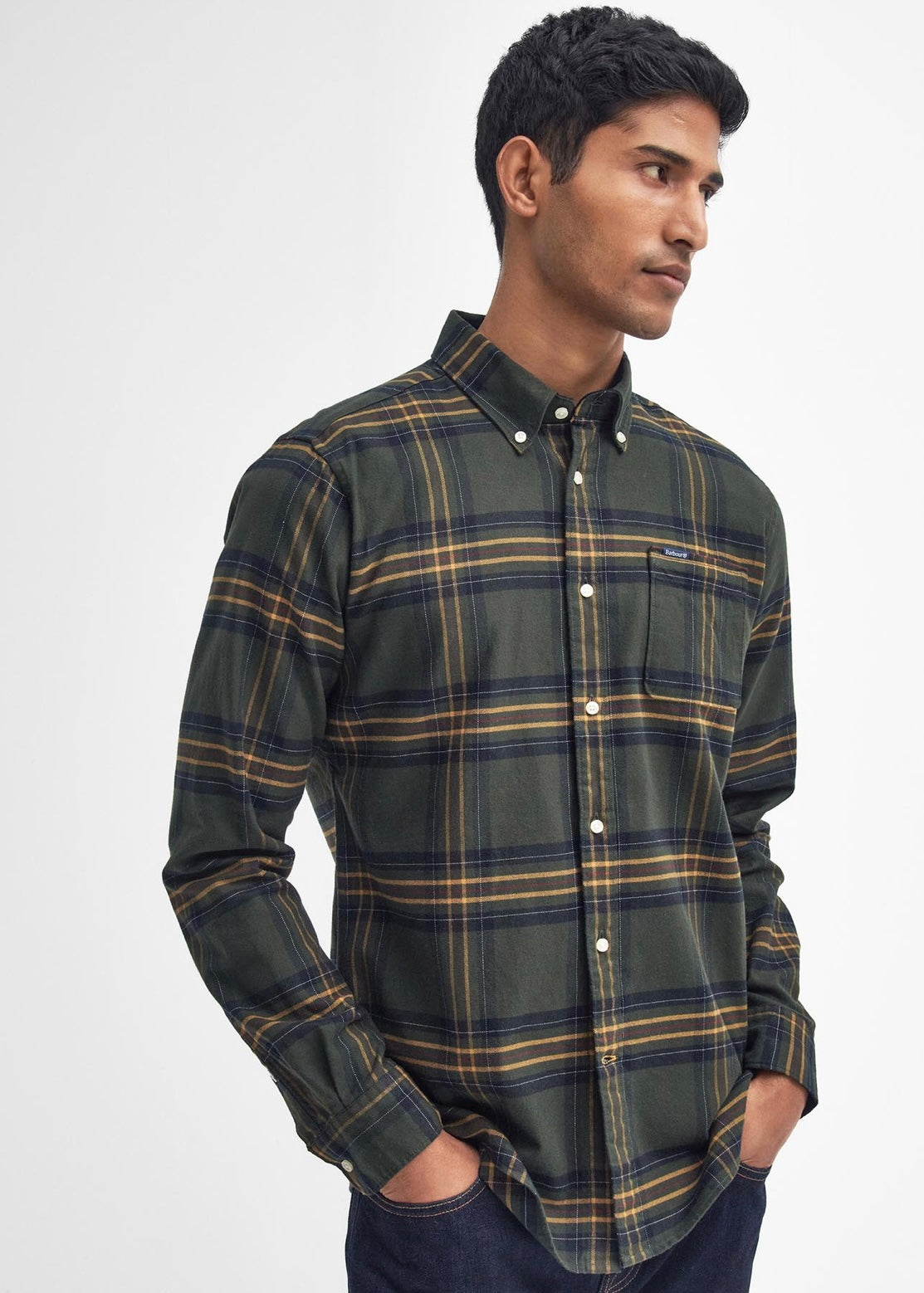 Portdown Tailored Checked shirt Olive