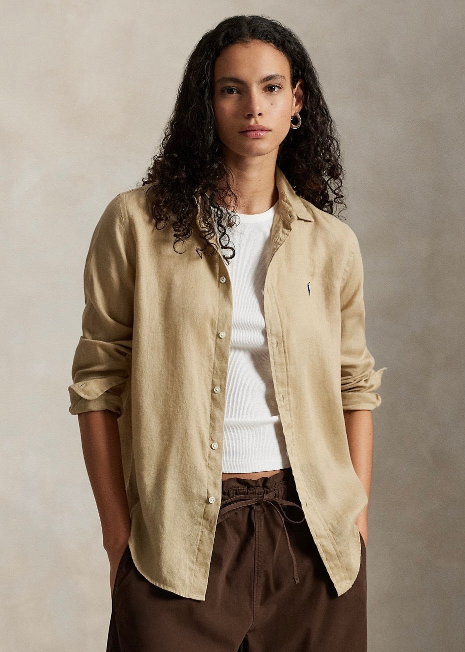 Classic Fit Linen Shirt Coastal Beige