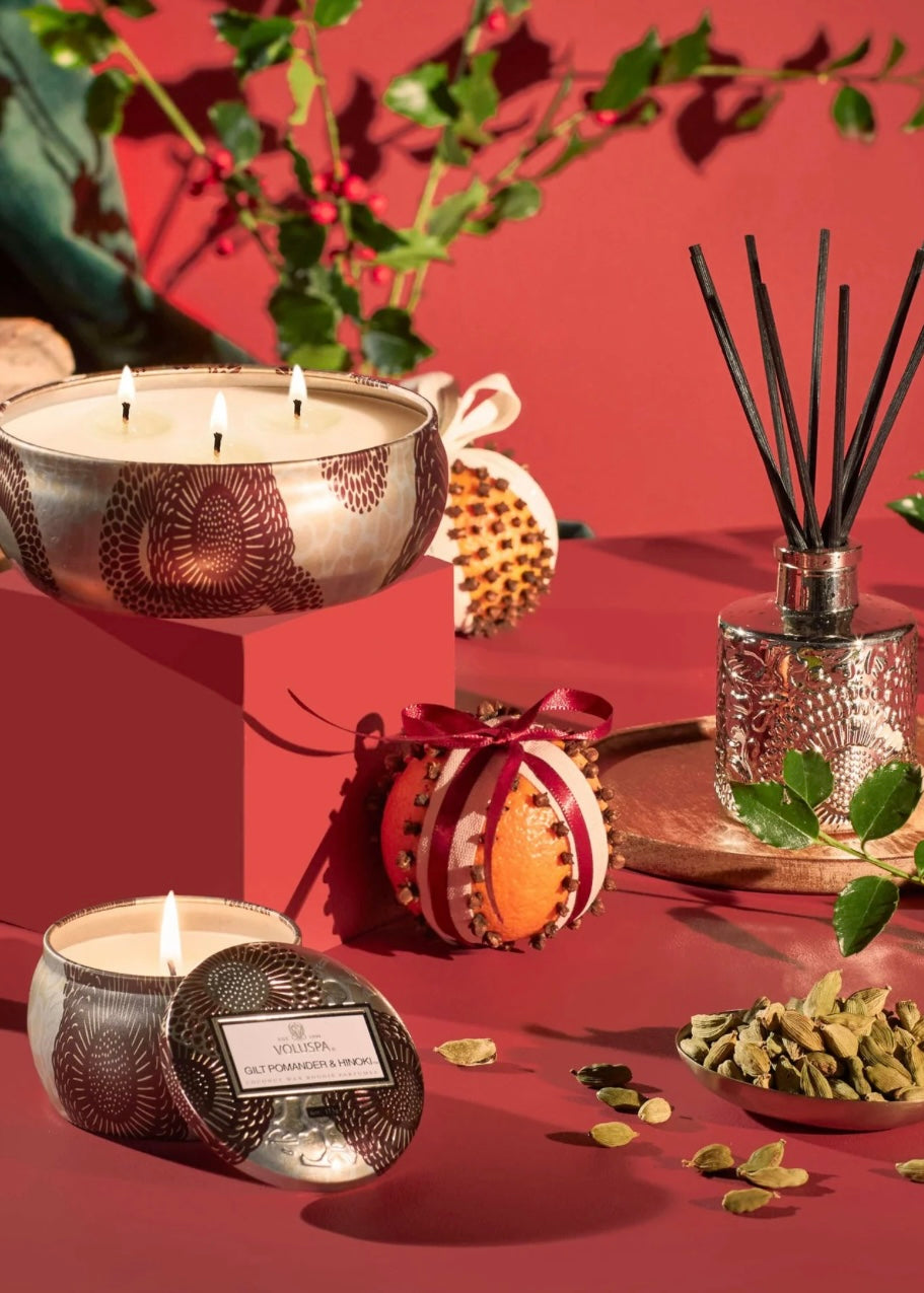 Mini Tin Gilt Pomander & Hinoki