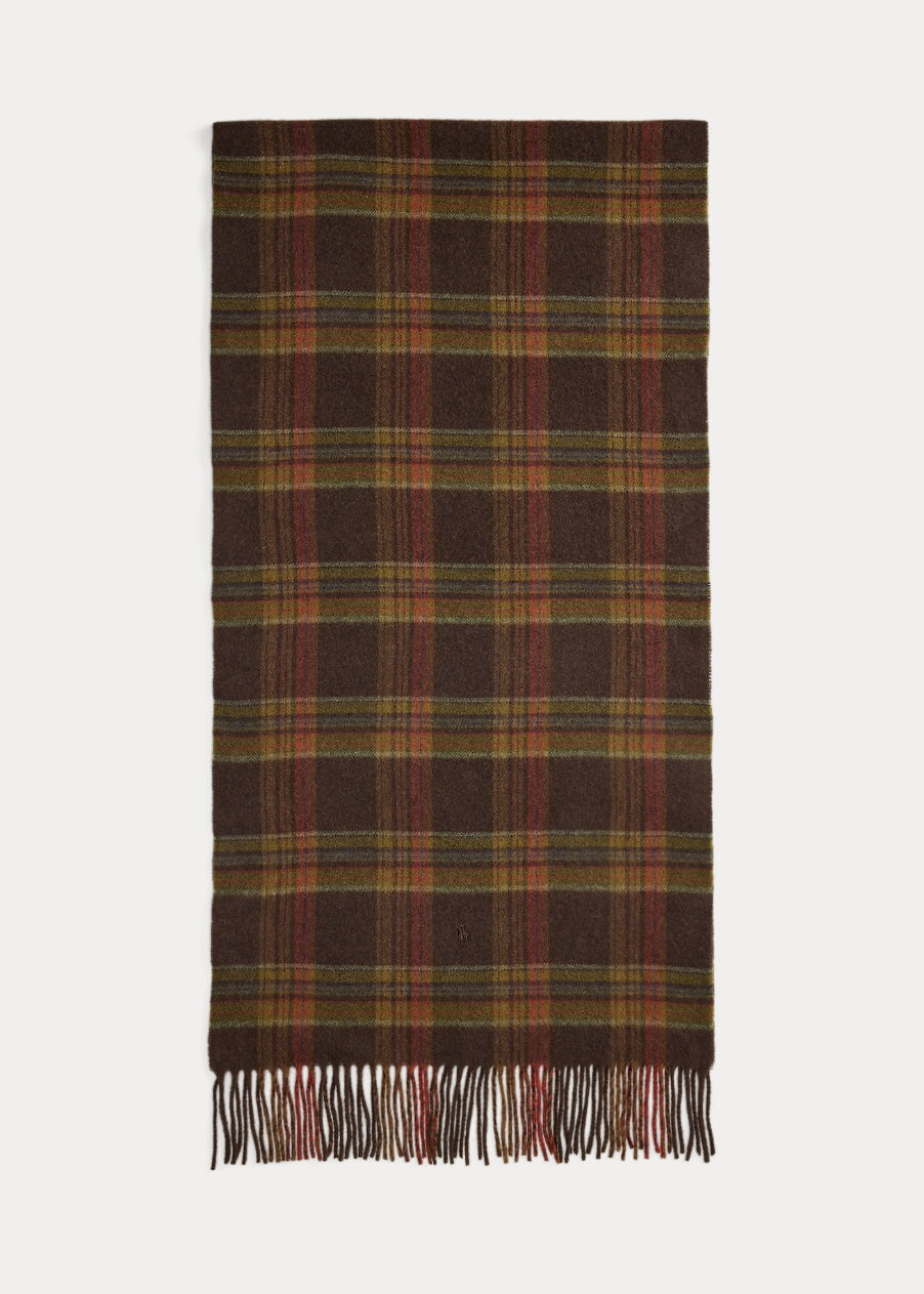 Plaid Fringe scarf Brown Multi