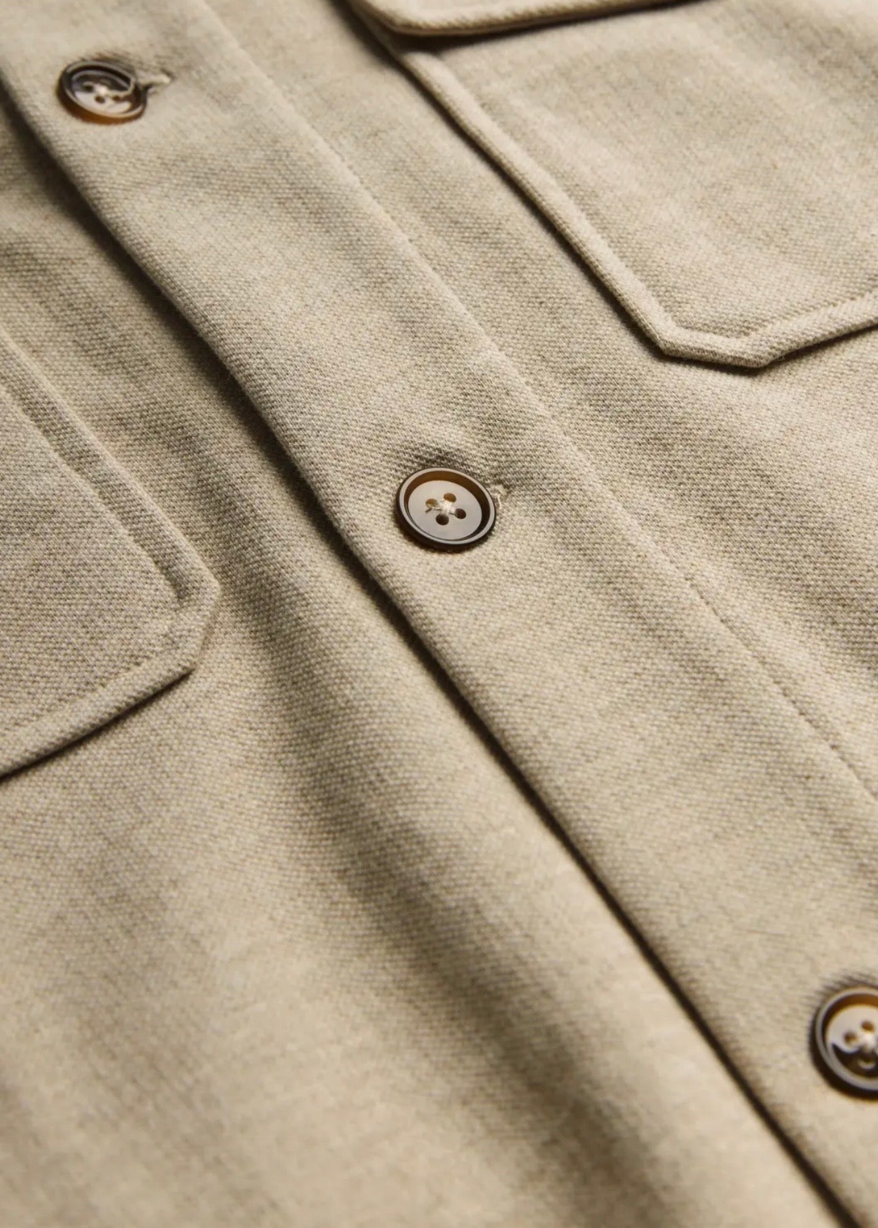 Andrew Piqué Jersey Overshirt Khaki