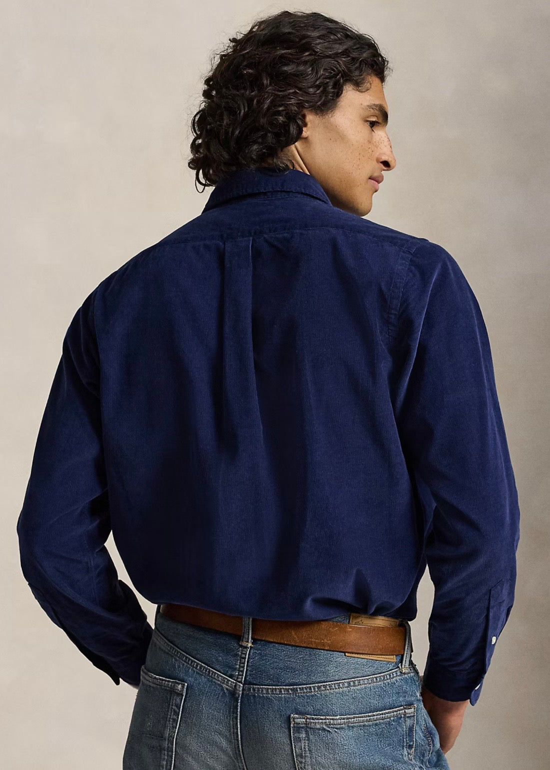 Custom Fit Corduroy Shirt Navy