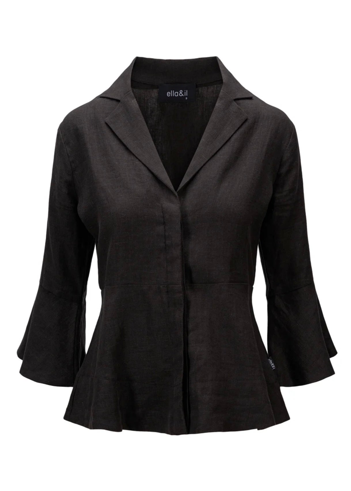 Ella&il Guro Linen shirt - Black