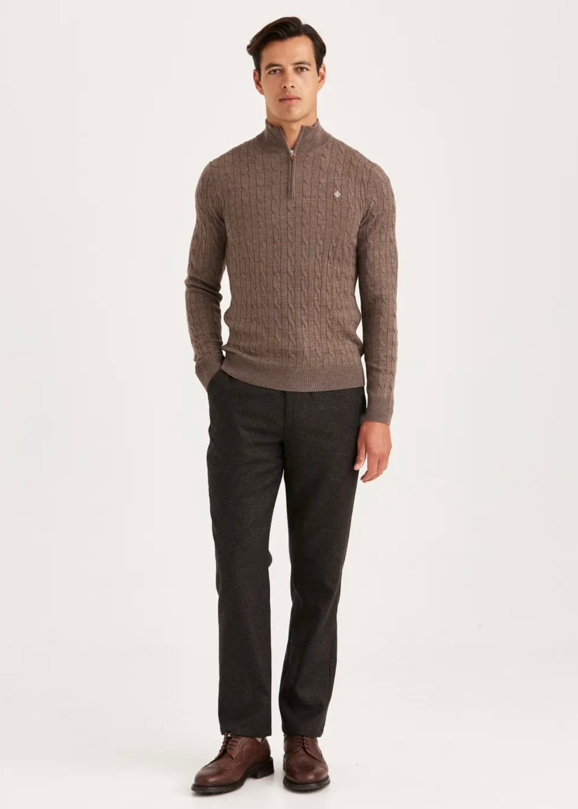 Merino Cable John Zip Brown