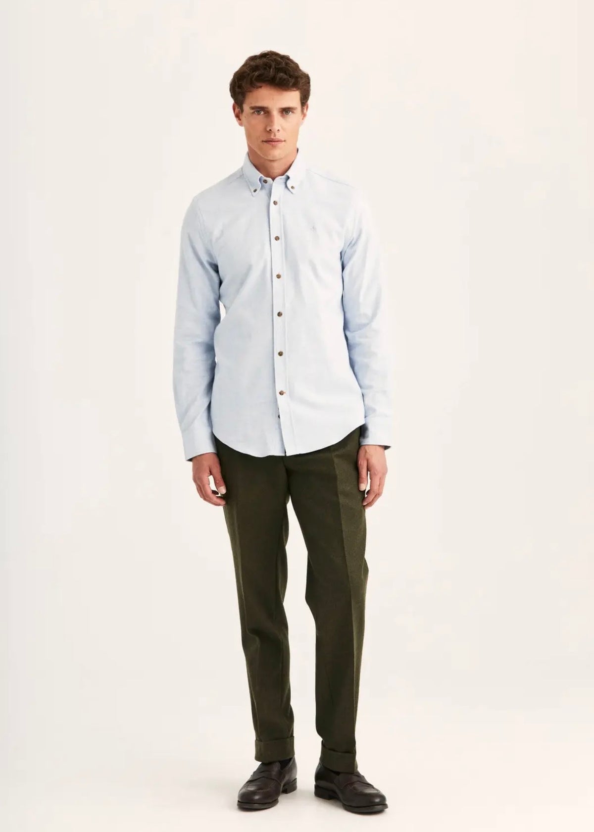 Flannel Herringbone Shirt Light Blue