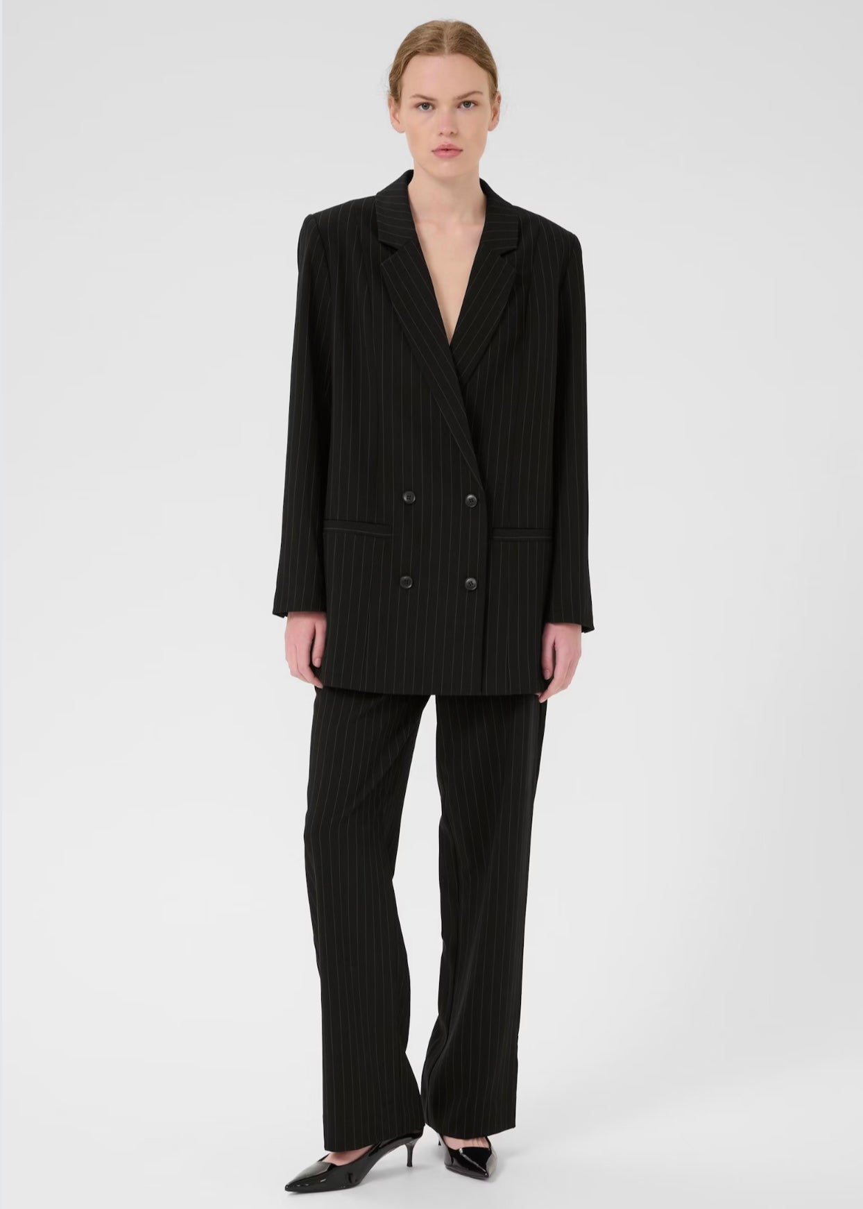 Joelle Pinstripe blazer Black