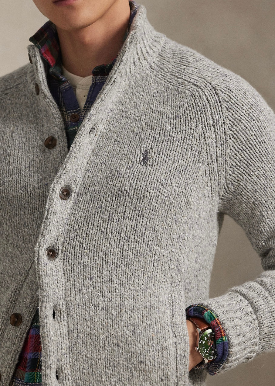 Wool Mockneck cardigan Grey Marl