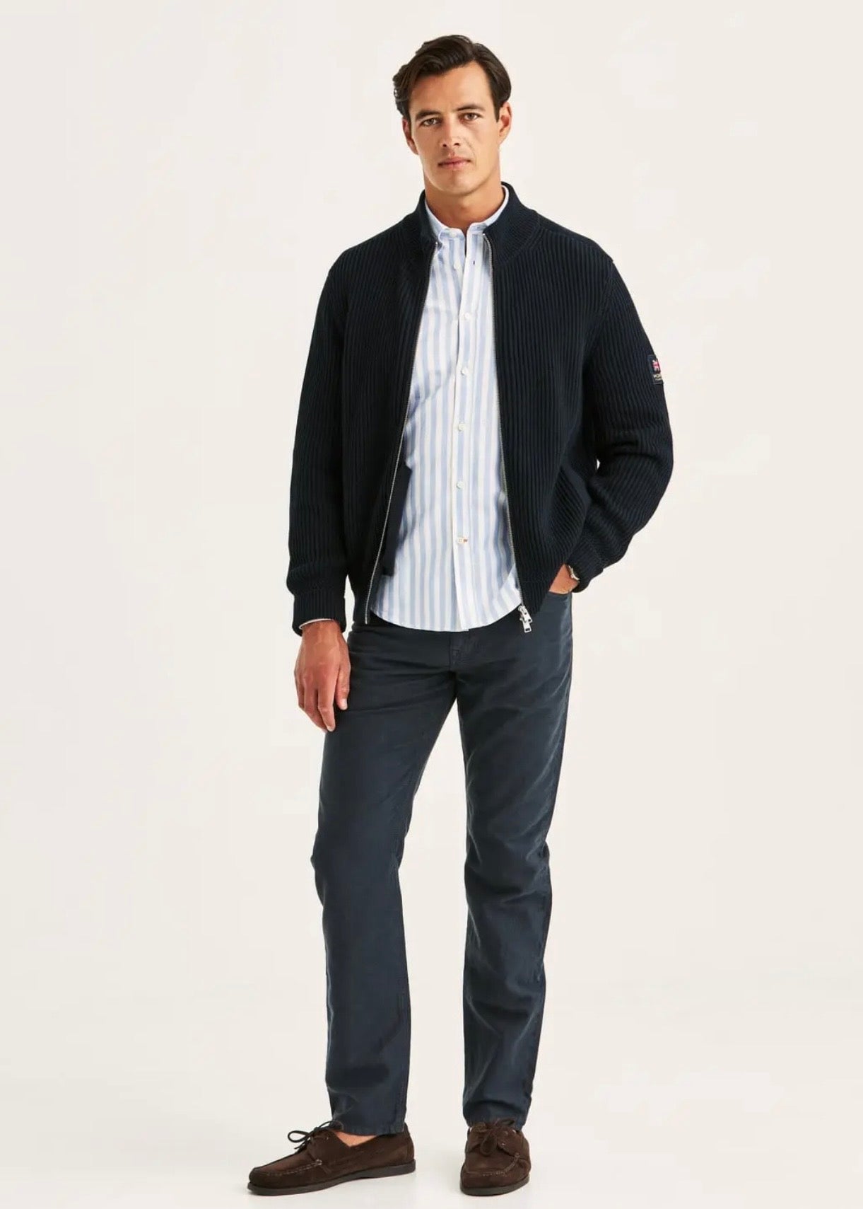 Brenton Zip Cardigan Navy