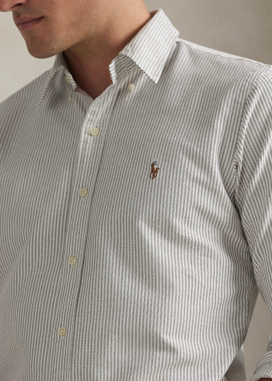 Custom Fit Striped Oxford shirt Pale Russet