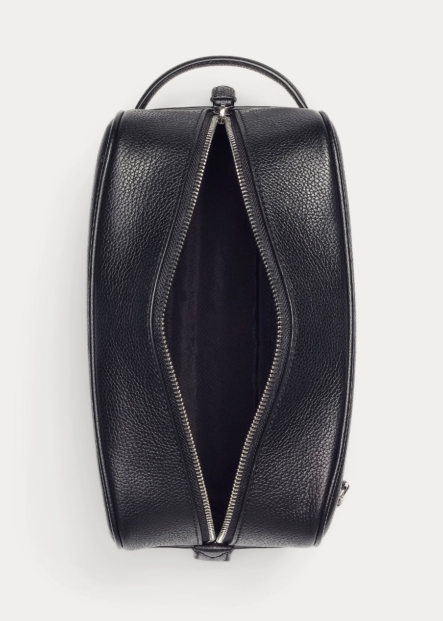 Leather Washbag Black
