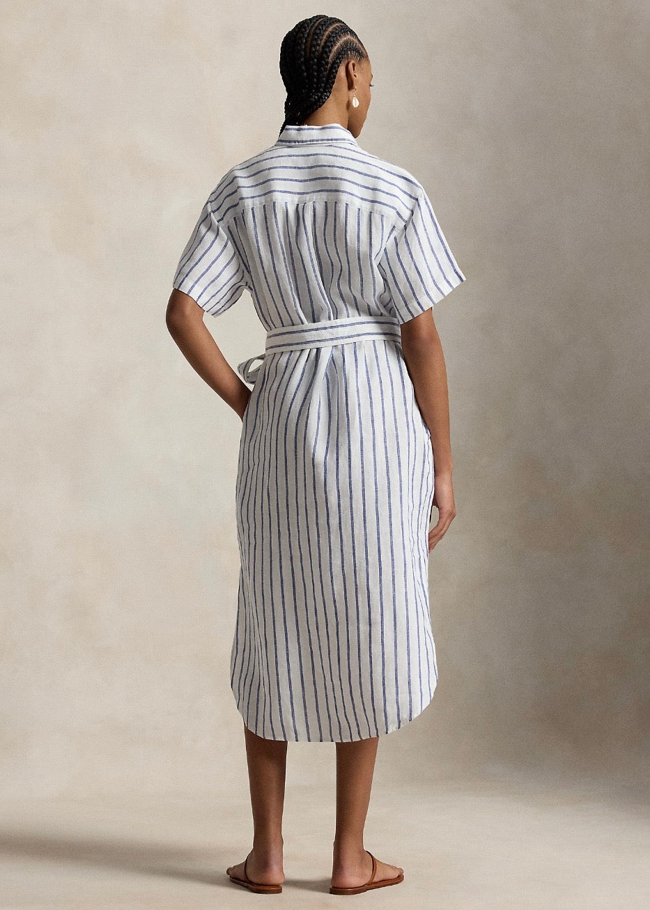 Striped Linen Shirtdress White Royal