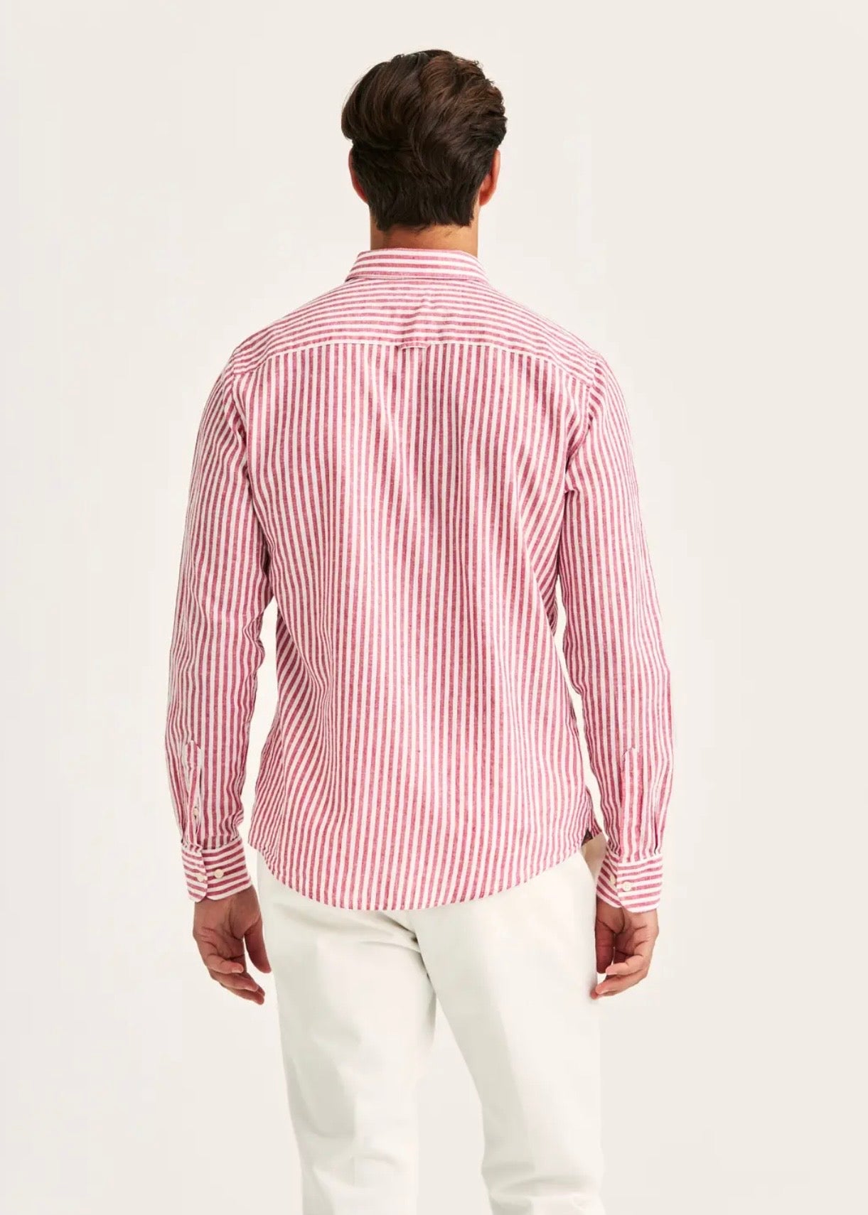 Douglas Linen Stripe Shirt Red