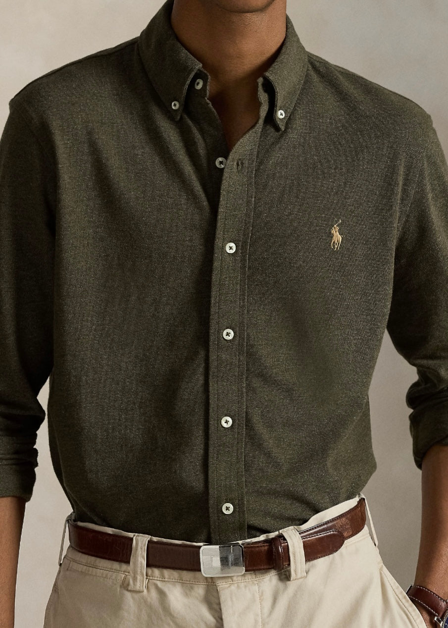 Ralph Lauren Featherweight Mesh shirt - Wilson Olive Heather