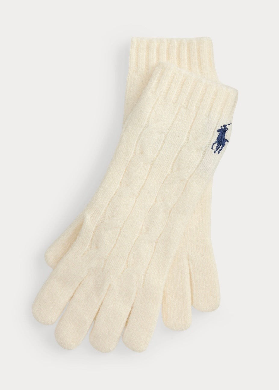 Cable Knit Gloves Cream