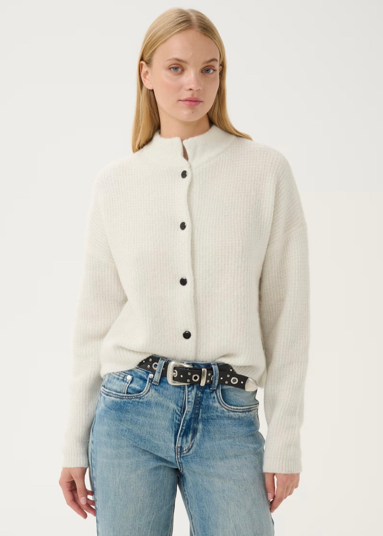 Alpha Shimmer cardigan Ivory with lurex